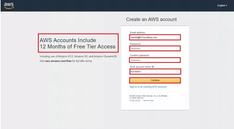đăng ký vps amazon free